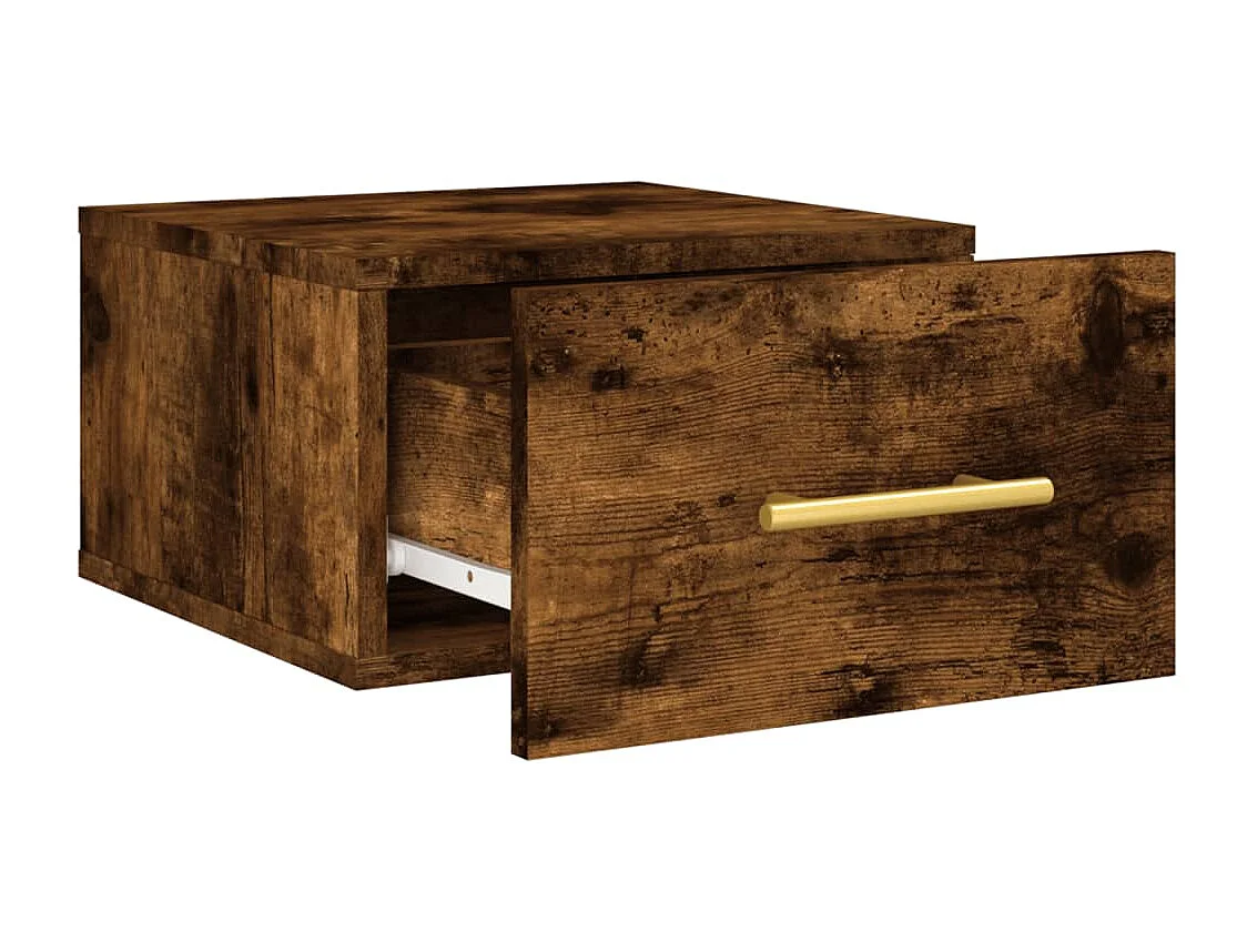 2er-Set Wand-Nachttische Nachtschrank Räuchereiche 35x35x20 cm -RN34493