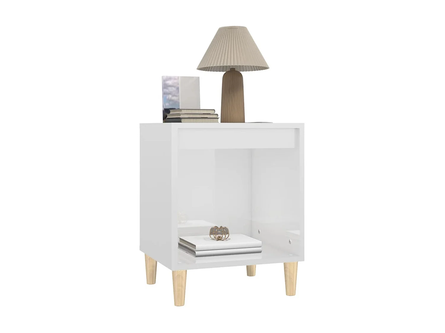 Nachttisch Nachtschrank Hochglanz-Weiß 40x35x50 cm Holzwerkstoff -RN80168