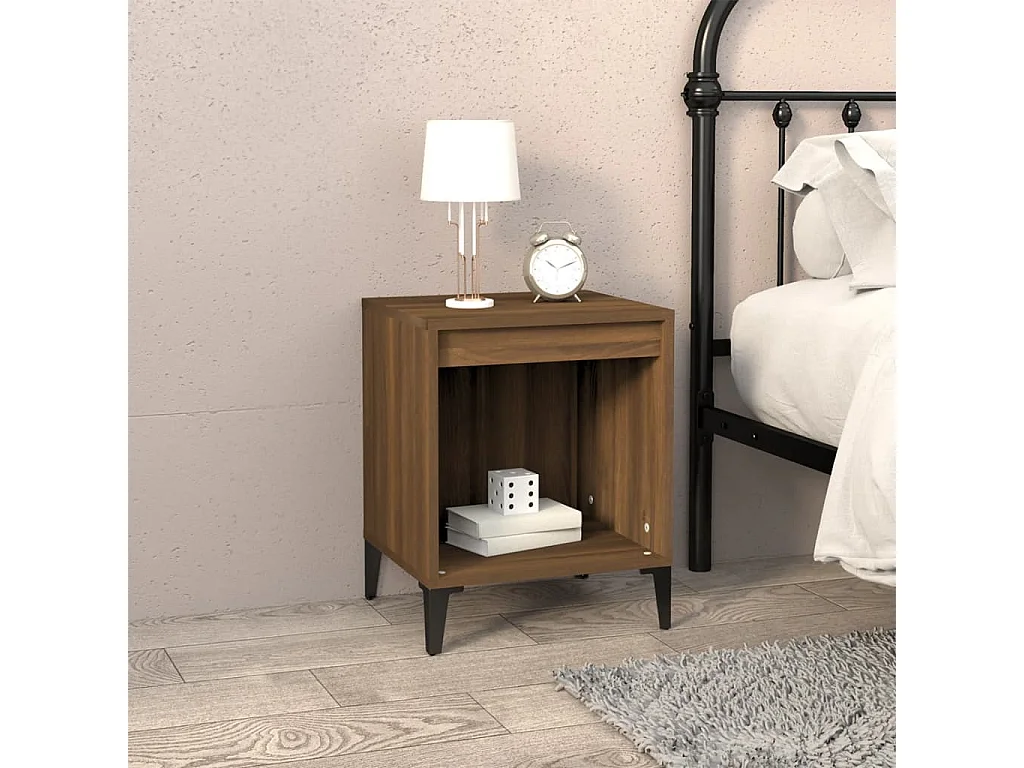 2er-Set Nachttische Nachtschrank Braun Eichen-Optik 40x35x50 cm -RN42226