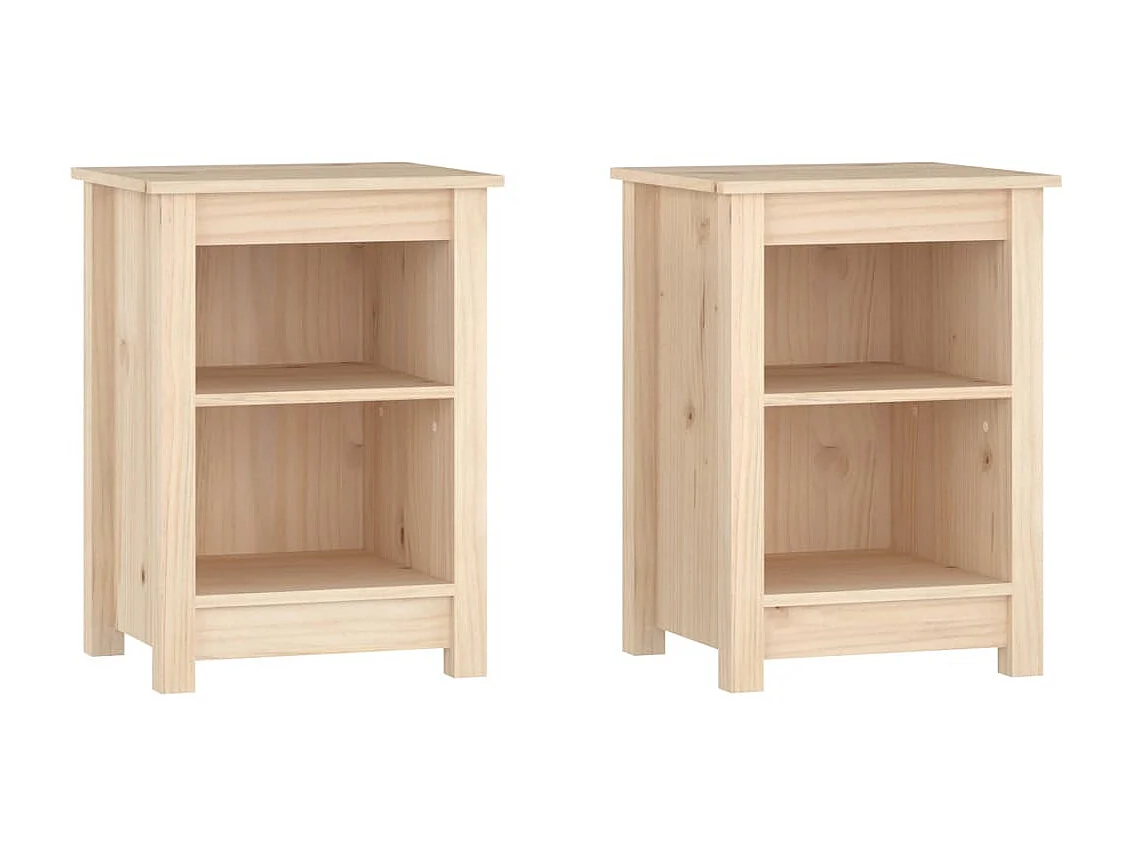 2er-Set Nachttische Nachtschrank 40x35x55 cm Massivholz Kiefer -RN90572