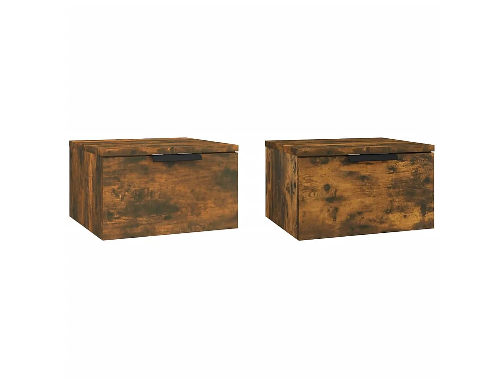 2er-Set Wand-Nachttische Nachtschrank Räuchereiche 34x30x20 cm -RN71882