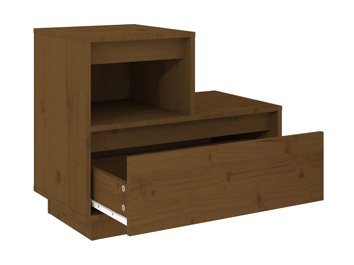 2er-Set Nachttische Nachtschrank Honigbraun 60x34x51 cm Massivholz Kiefer -RN88573