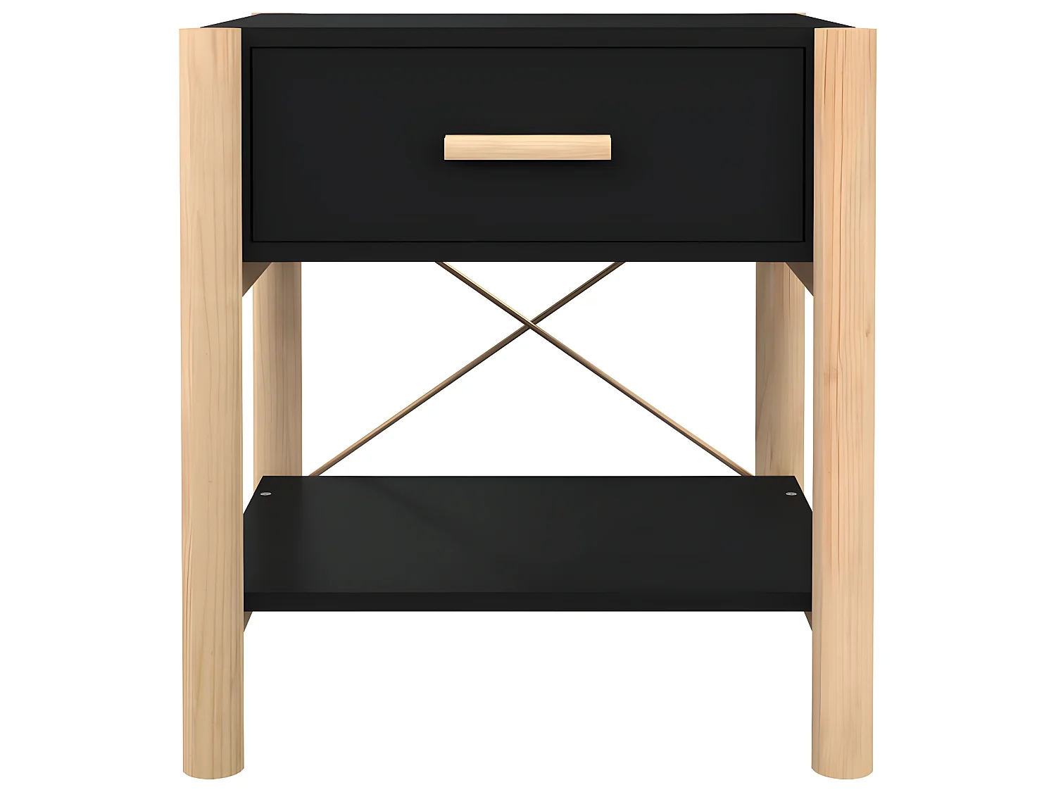 2er-Set Nachttische Nachtschrank Schwarz 42x38x45 cm Holzwerkstoff -RN59468