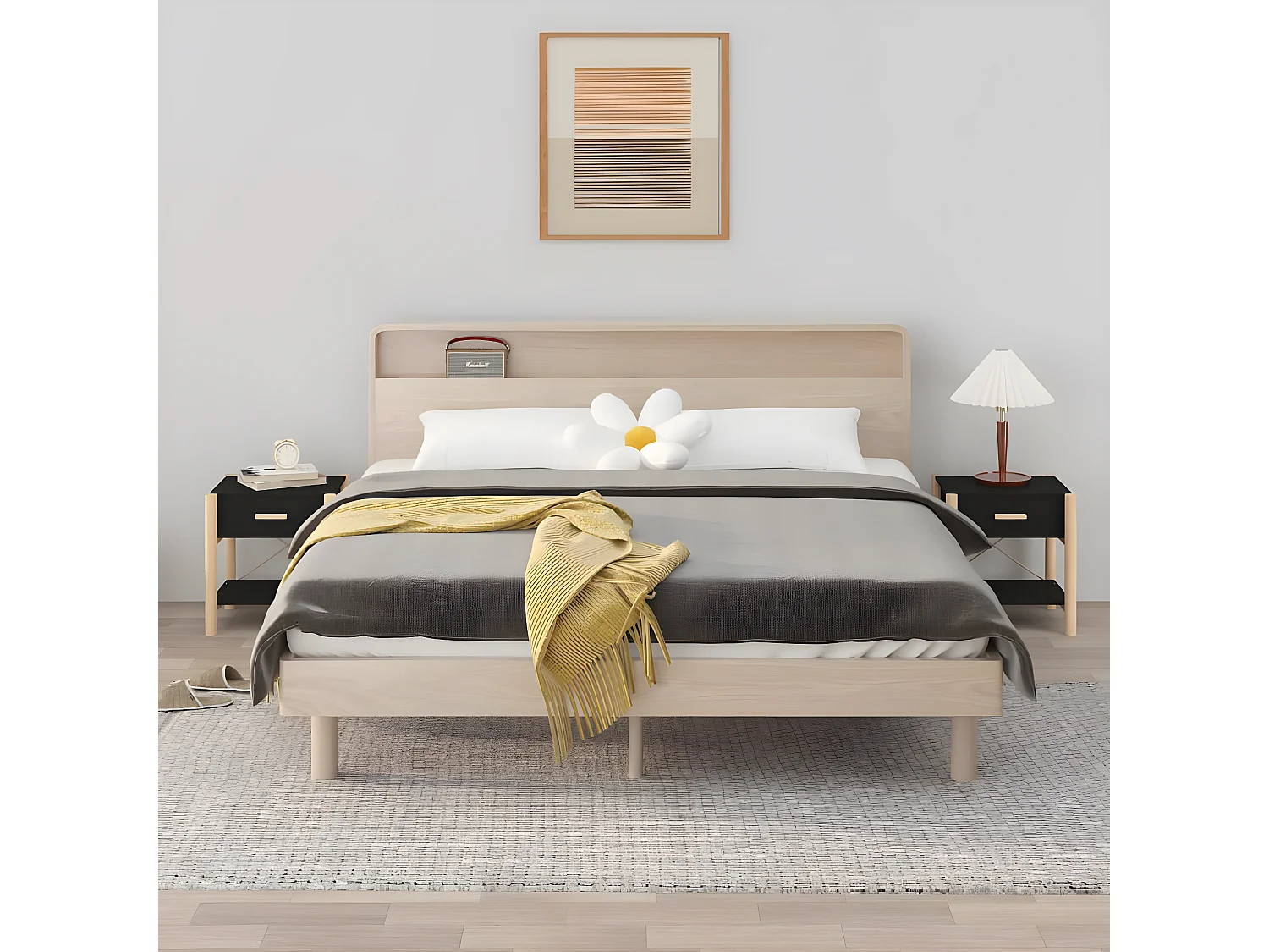 2er-Set Nachttische Nachtschrank Schwarz 42x38x45 cm Holzwerkstoff -RN59468