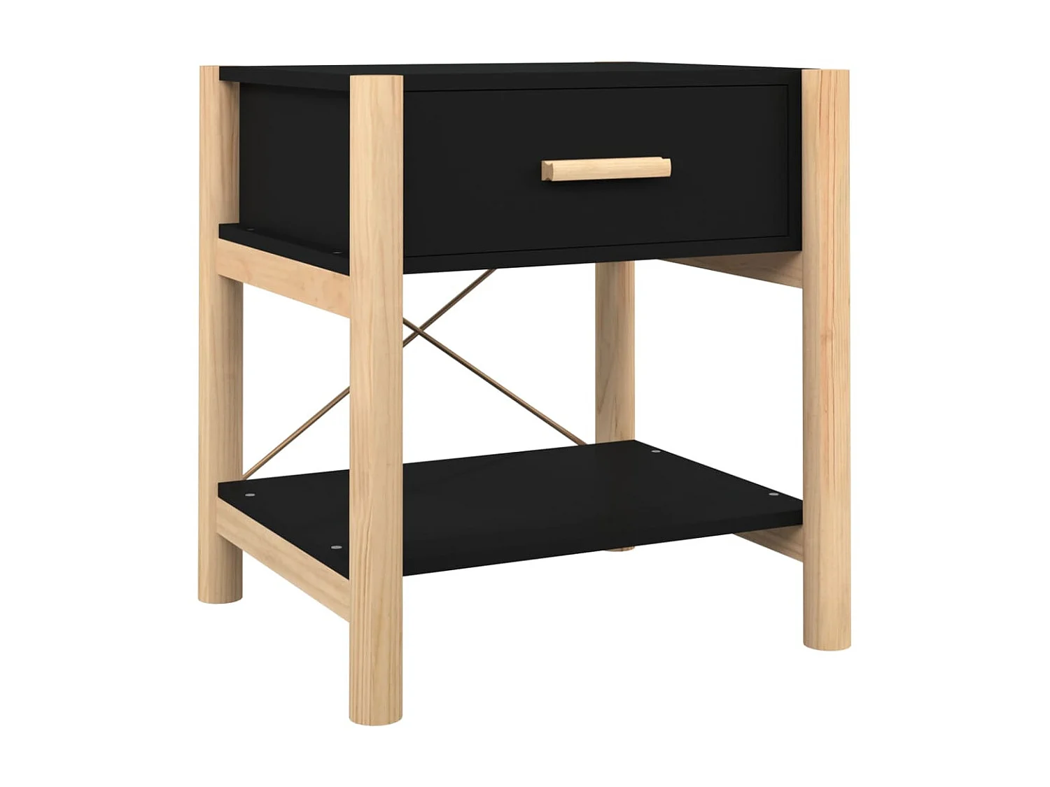 2er-Set Nachttische Nachtschrank Schwarz 42x38x45 cm Holzwerkstoff -RN59468