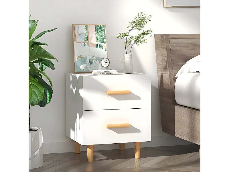 Nachttisch Nachtschrank Weiß 40x35x47,5 cm -RN63637