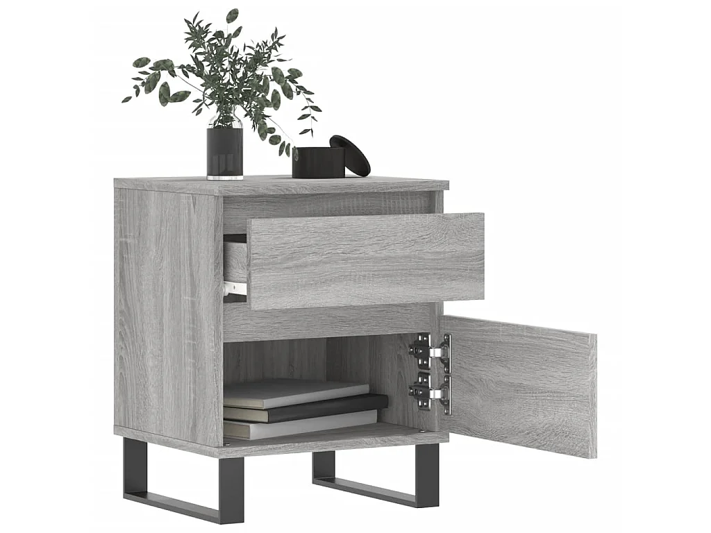 2er-Set Nachttische Nachtschrank Grau Sonoma 40x35x50 cm Holzwerkstoff -RN81497