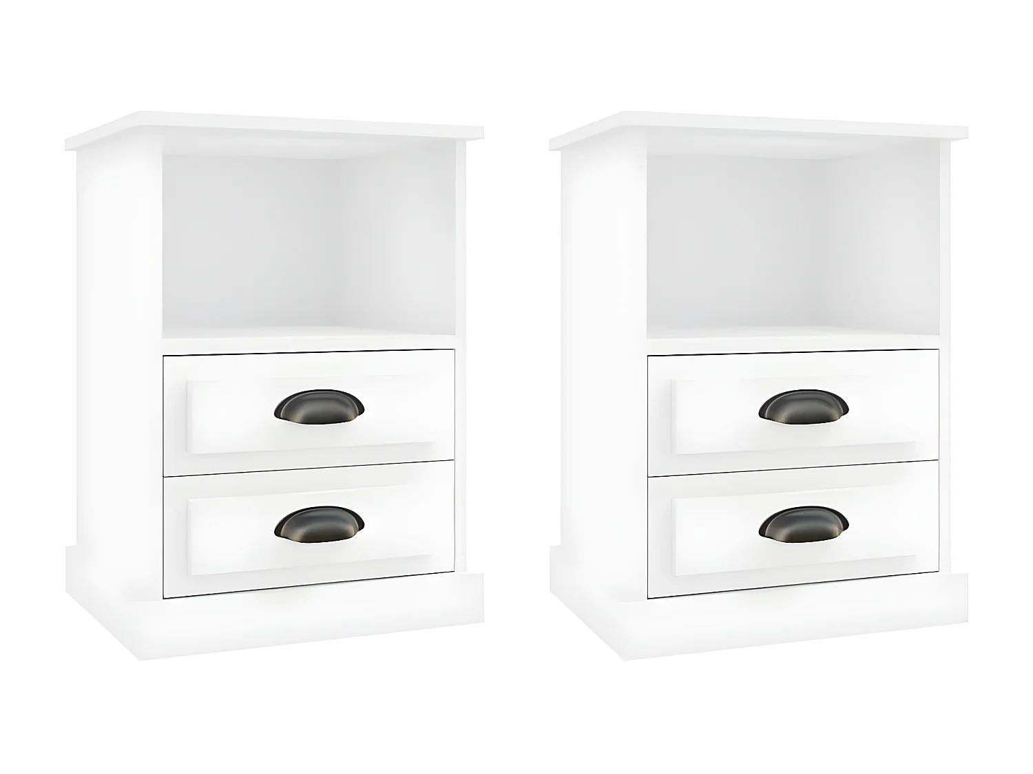 2er-Set Nachttische Nachtschrank Weiß 43x36x60 cm -RN11976