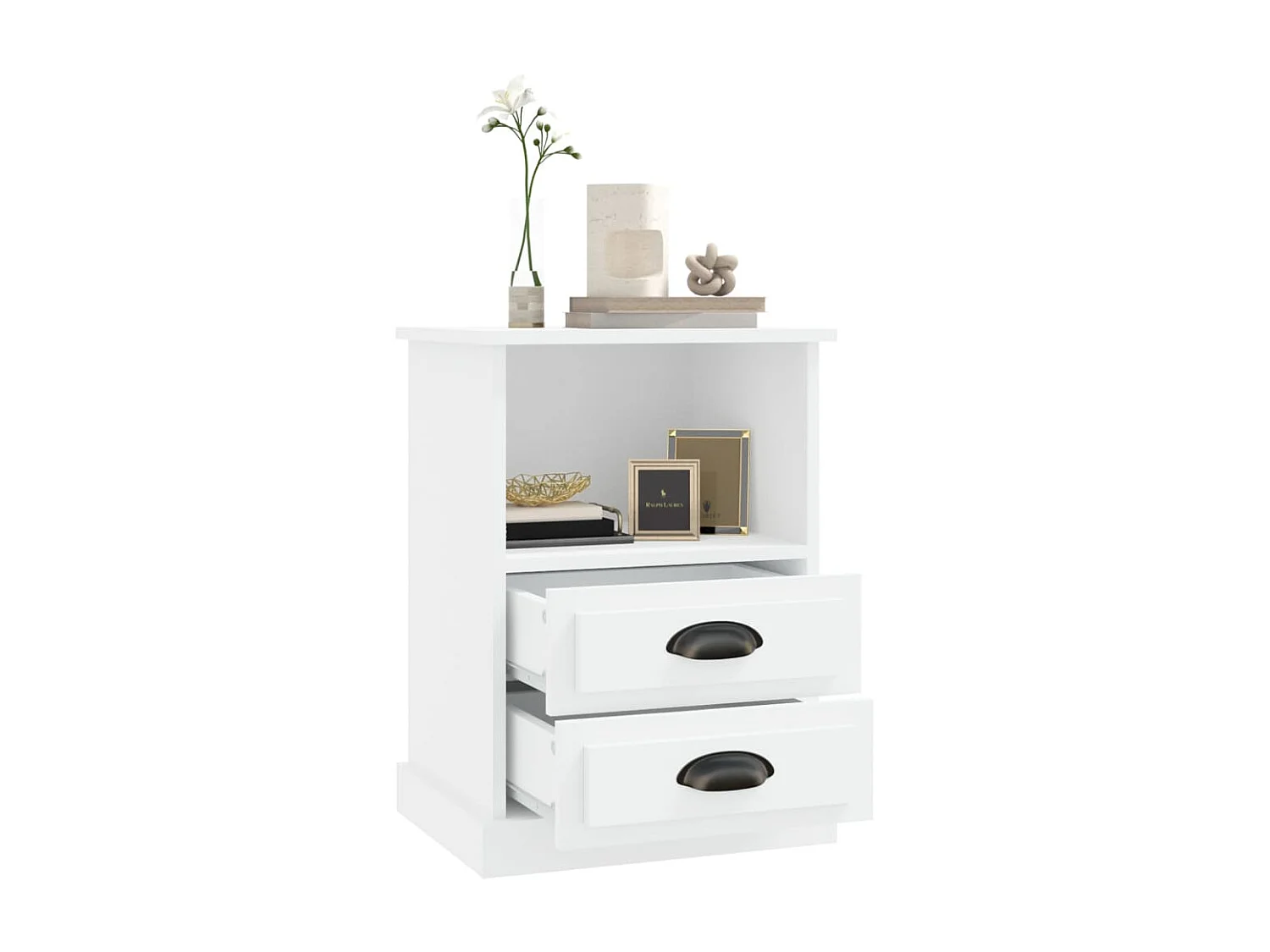 2er-Set Nachttische Nachtschrank Weiß 43x36x60 cm -RN11976