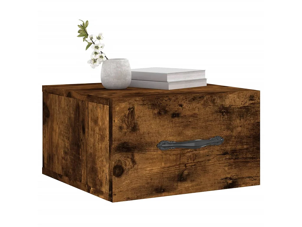 2er-Set Wand-Nachttische Nachtschrank Räuchereiche 35x35x20 cm -RN81599