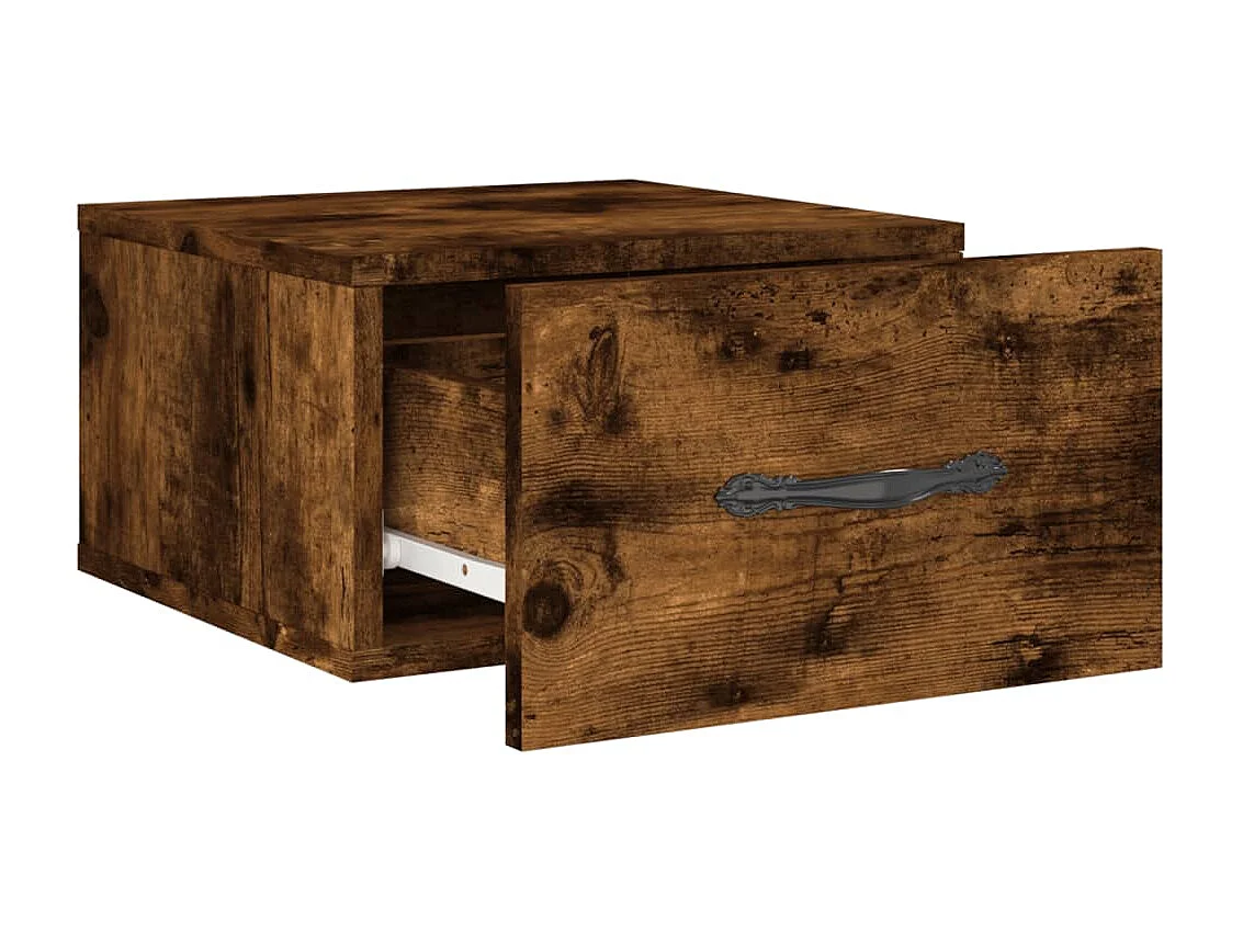 2er-Set Wand-Nachttische Nachtschrank Räuchereiche 35x35x20 cm -RN81599