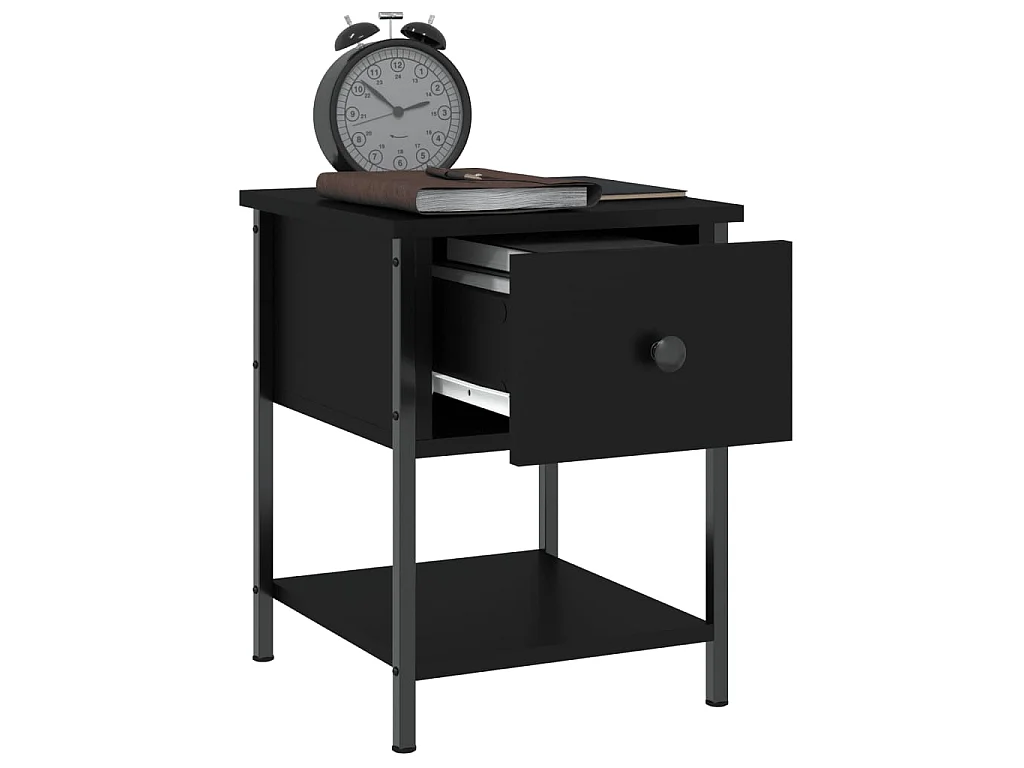 Nachttisch Nachtschrank Schwarz 34x35,5x45 cm Holzwerkstoff -RN64952