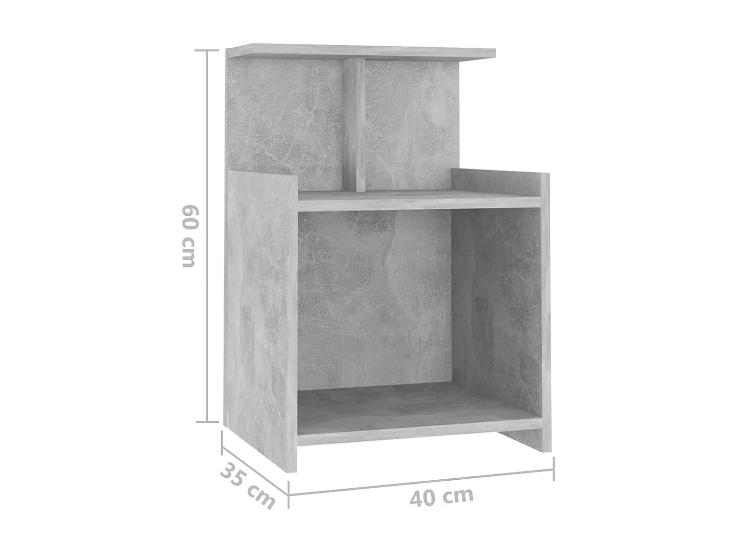 2er-Set Nachttische Nachtschrank Betongrau 40x35x60 cm Holzwerkstoff -RN93103