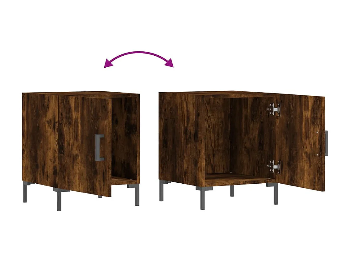 2er-Set Nachttische Nachtschrank Räuchereiche 40x40x50 cm Holzwerkstoff -RN93137