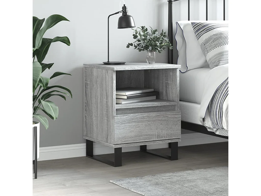 Nachttisch Grau Nachtschrank Sonoma 40x35x50 cm Holzwerkstoff -RN90071