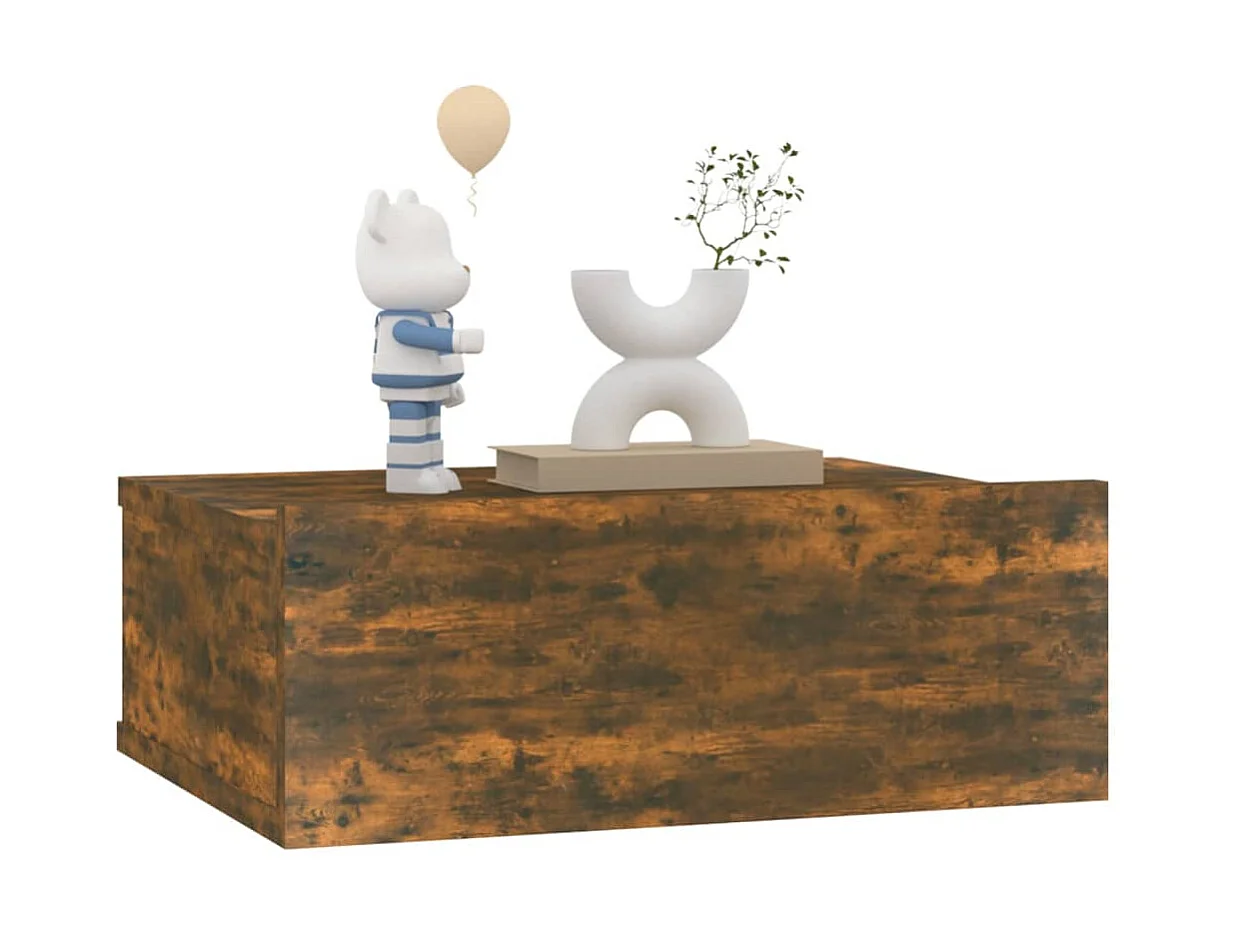 2er-Set Hängender Nachttisch Räuchereiche 40x30x15cm Holzwerkstoff -RN72238