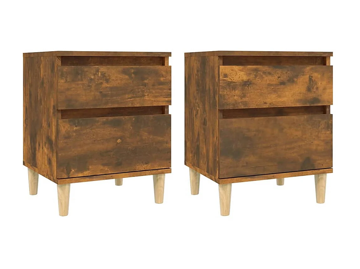 2er-Set Nachttische Nachtschrank Räuchereiche 40x35x50 cm -RN57242