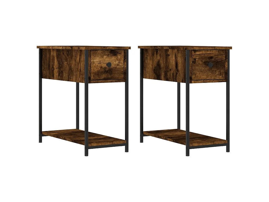 2er-Set Nachttische Nachtschrank Räuchereiche 30x60x60 cm Holzwerkstoff -RN97354