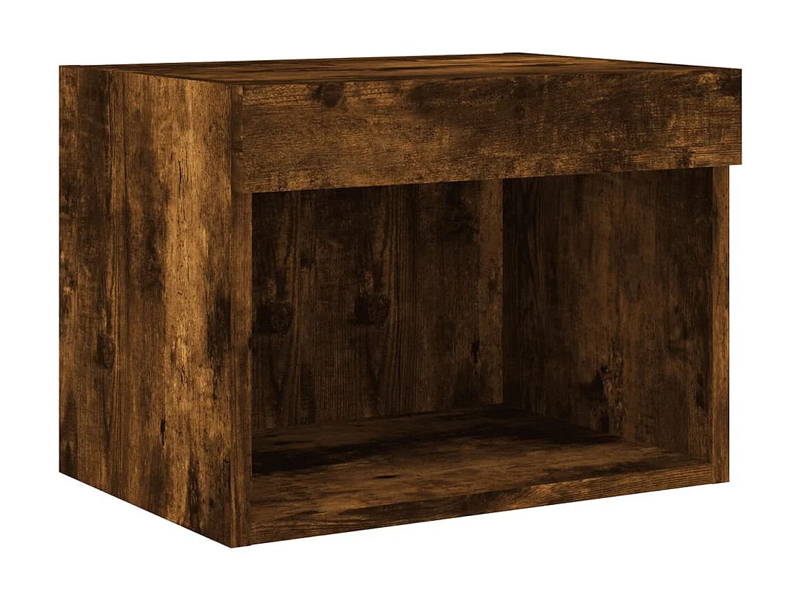 Wand-Nachttisch Nachtschrank mit LED-Leuchten Räuchereiche -RN33354