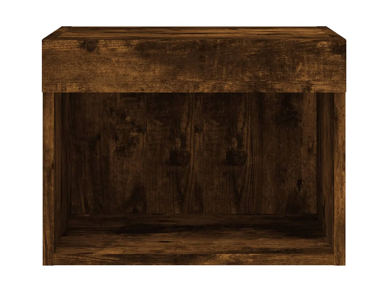 Wand-Nachttisch Nachtschrank mit LED-Leuchten Räuchereiche -RN33354