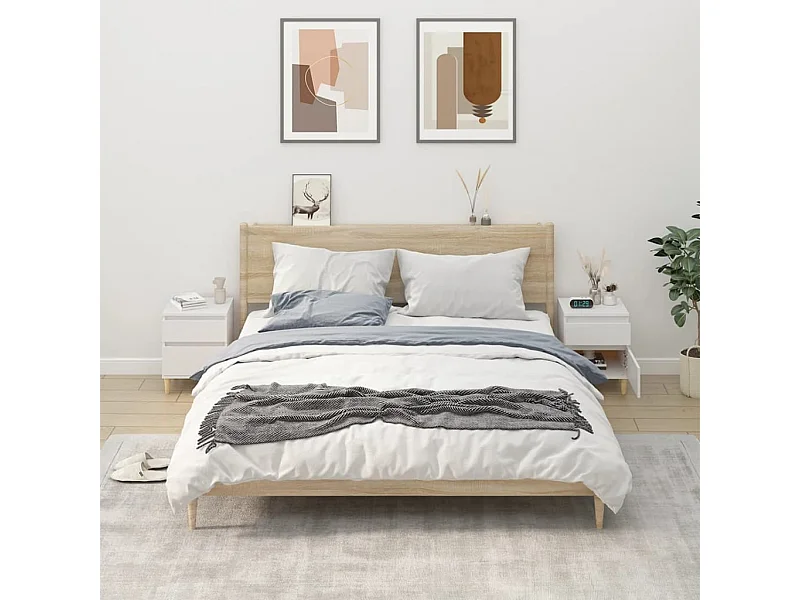 2er-Set Nachttische Nachtschrank Weiß 40x35x50 cm -RN71400