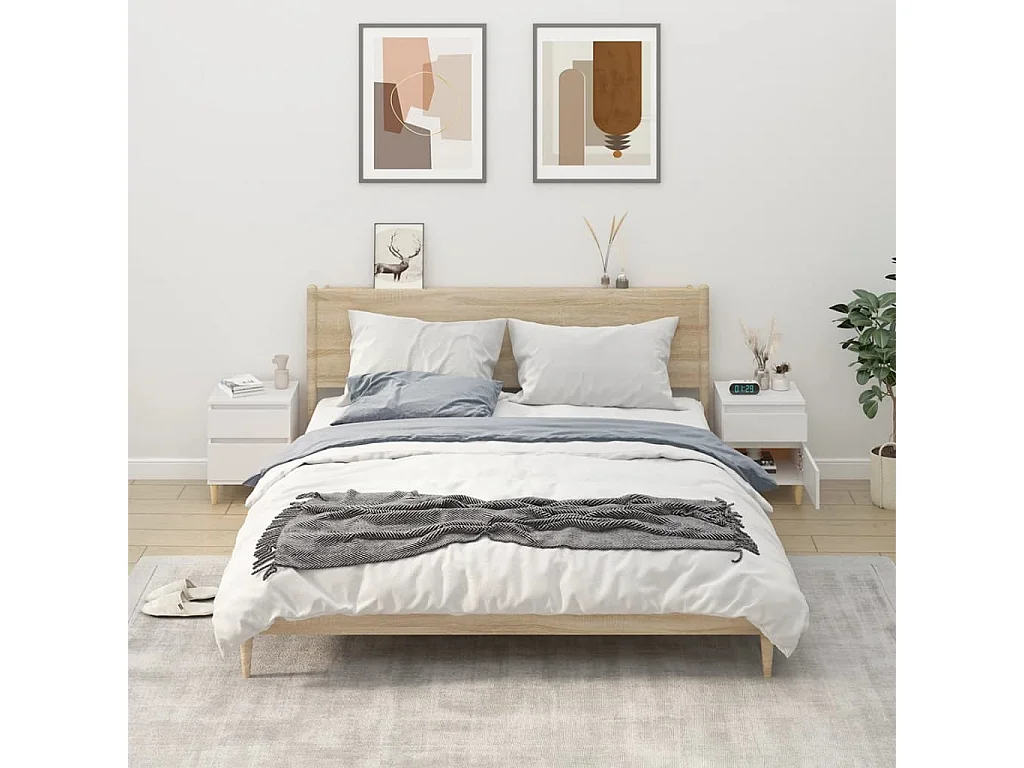 2er-Set Nachttische Nachtschrank Weiß 40x35x50 cm -RN71400