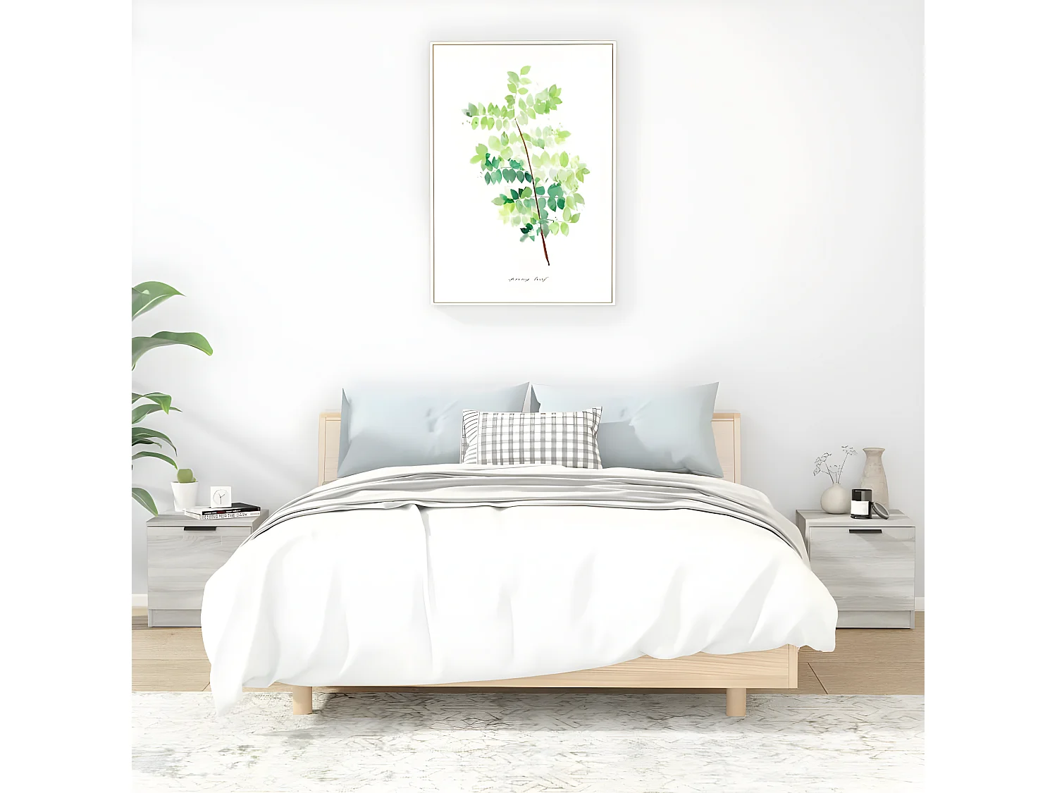 2er-Set Nachttische Nachtschrank Grau Sonoma 40x39x40 cm -RN46210