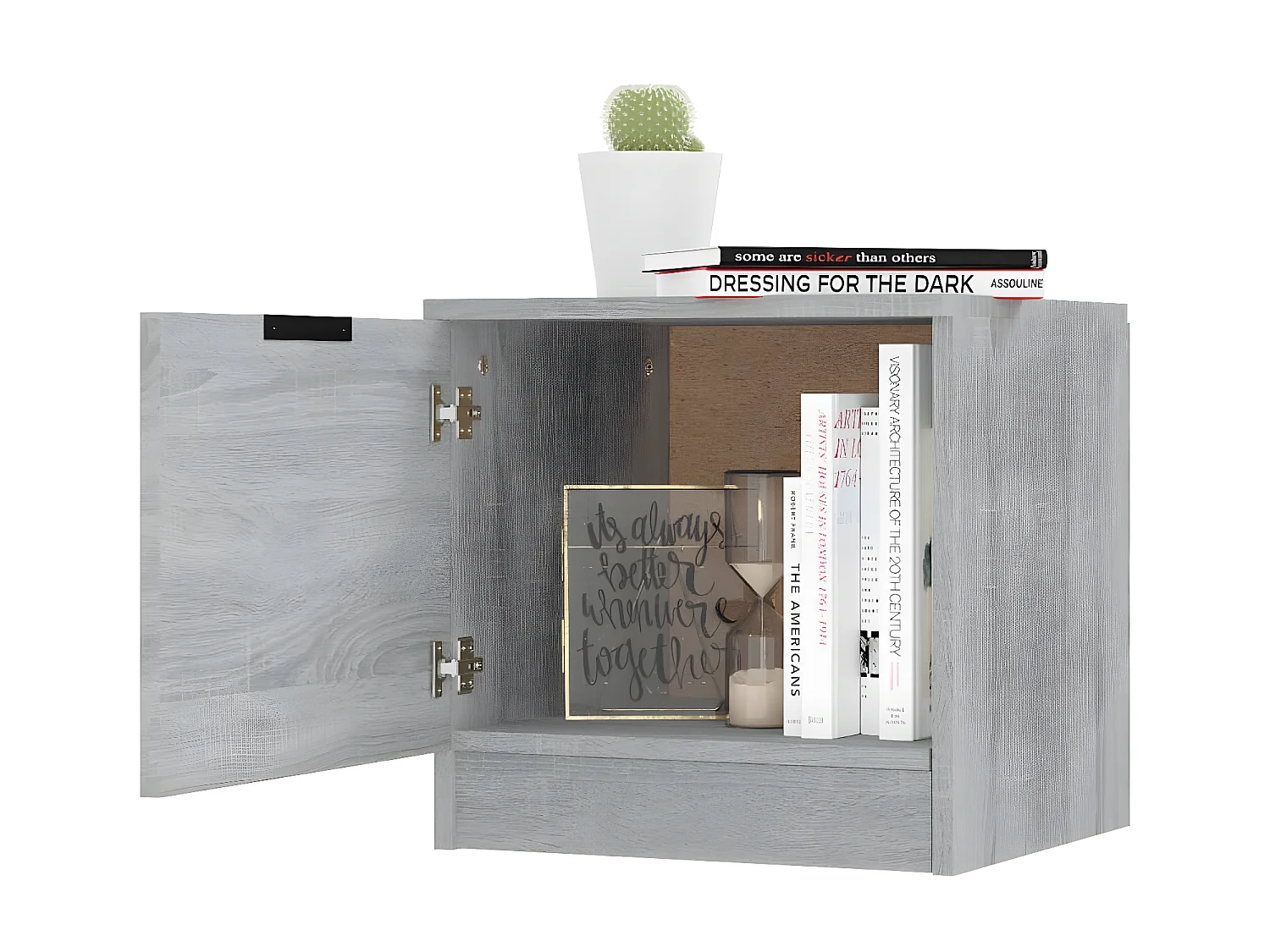 2er-Set Nachttische Nachtschrank Grau Sonoma 40x39x40 cm -RN46210