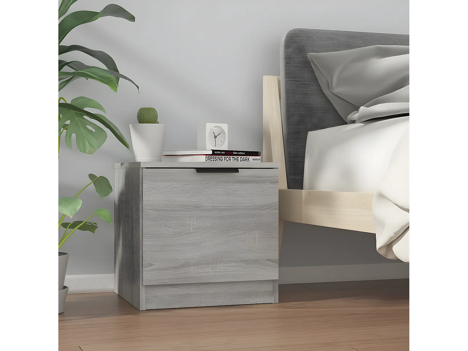 2er-Set Nachttische Nachtschrank Grau Sonoma 40x39x40 cm -RN46210