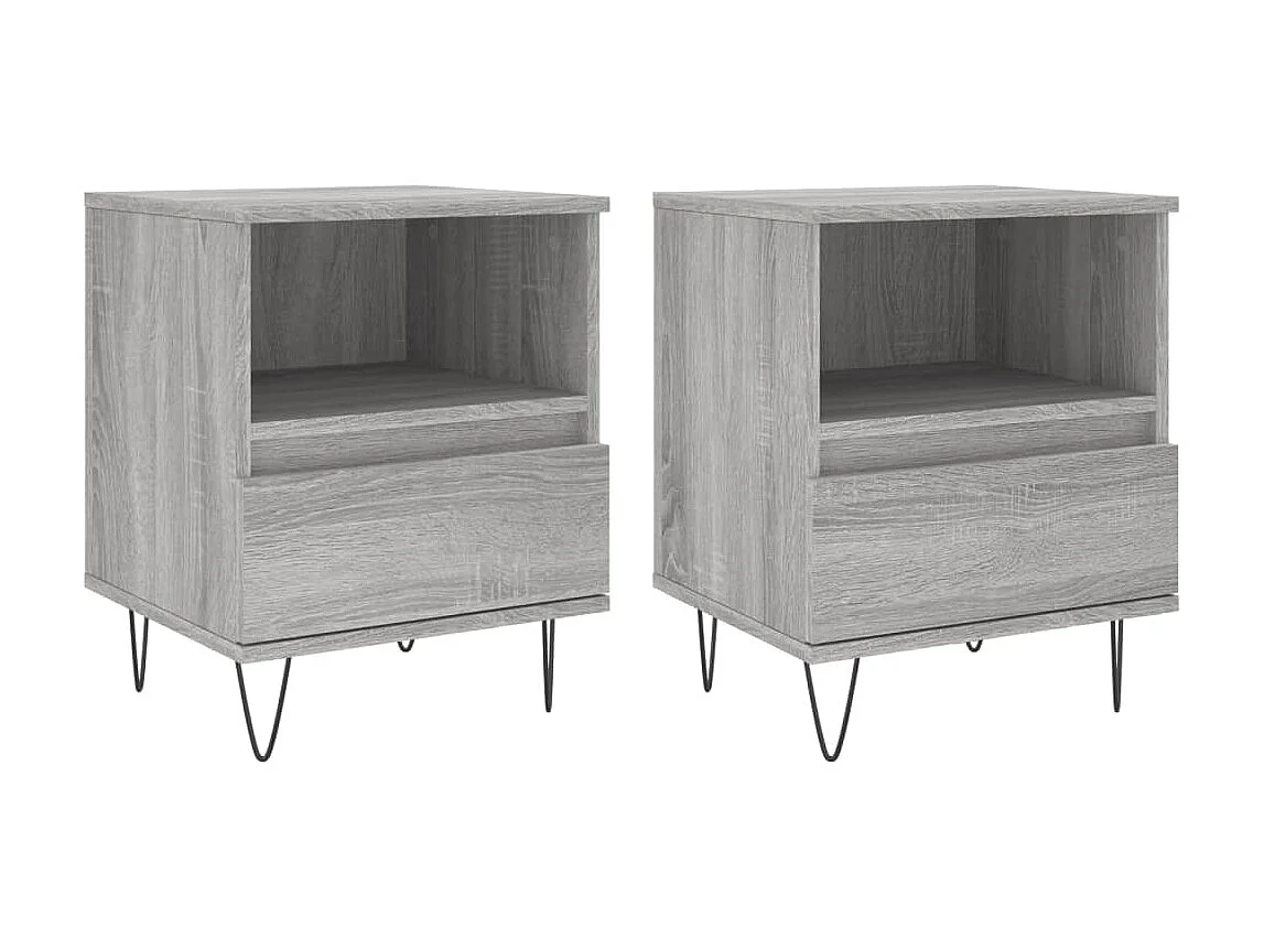 2er-Set Nachttische Nachtschrank Grau Sonoma 40x35x50 cm Holzwerkstoff -RN35906