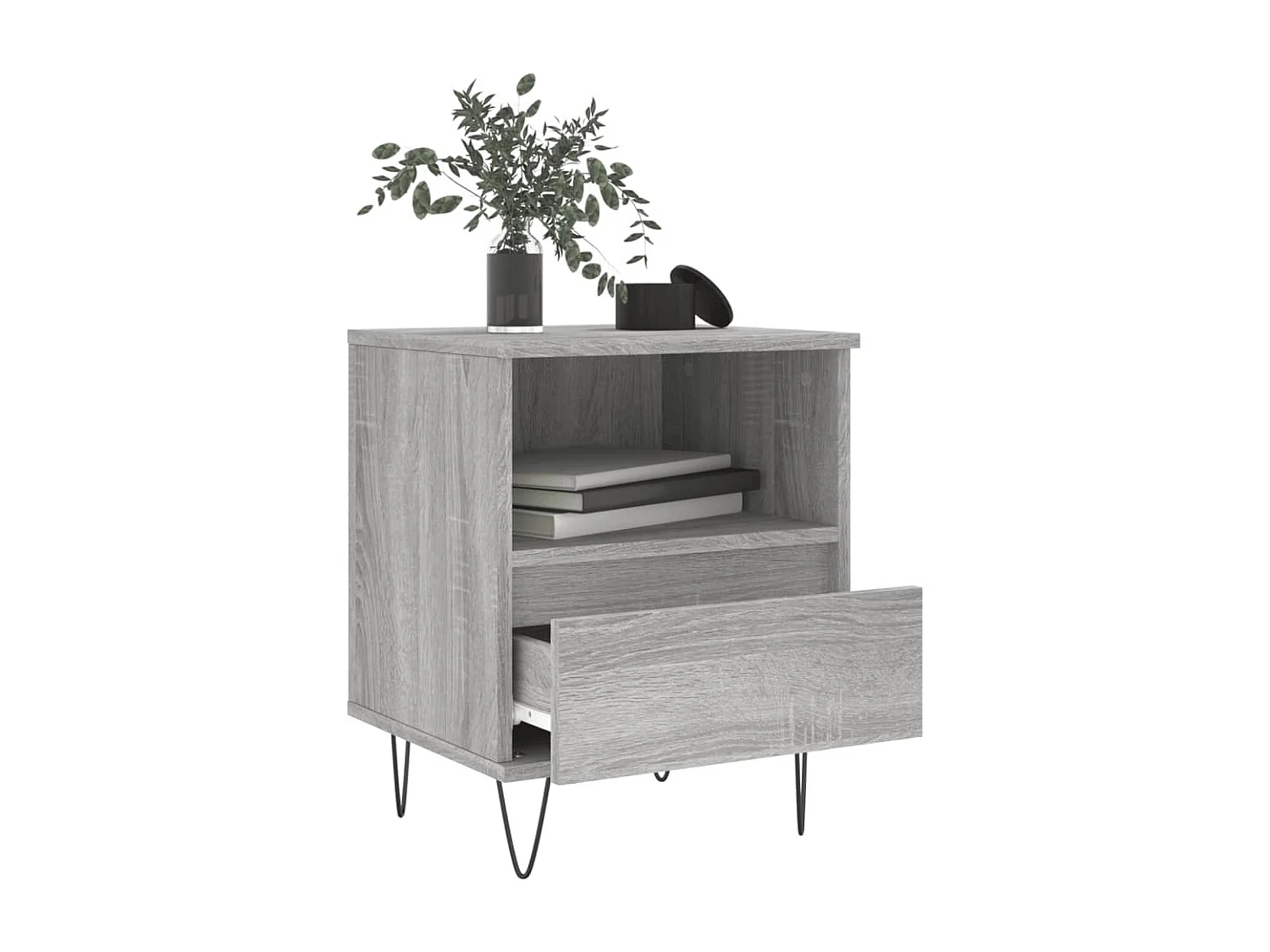 2er-Set Nachttische Nachtschrank Grau Sonoma 40x35x50 cm Holzwerkstoff -RN35906