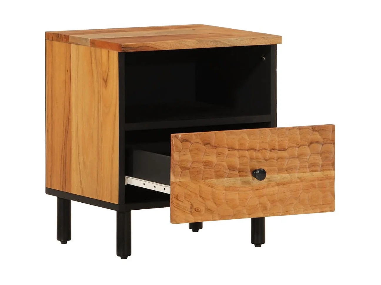 2er-Set Nachttische Nachtschrank 40x33x46 cm Massivholz Akazie -RN11679