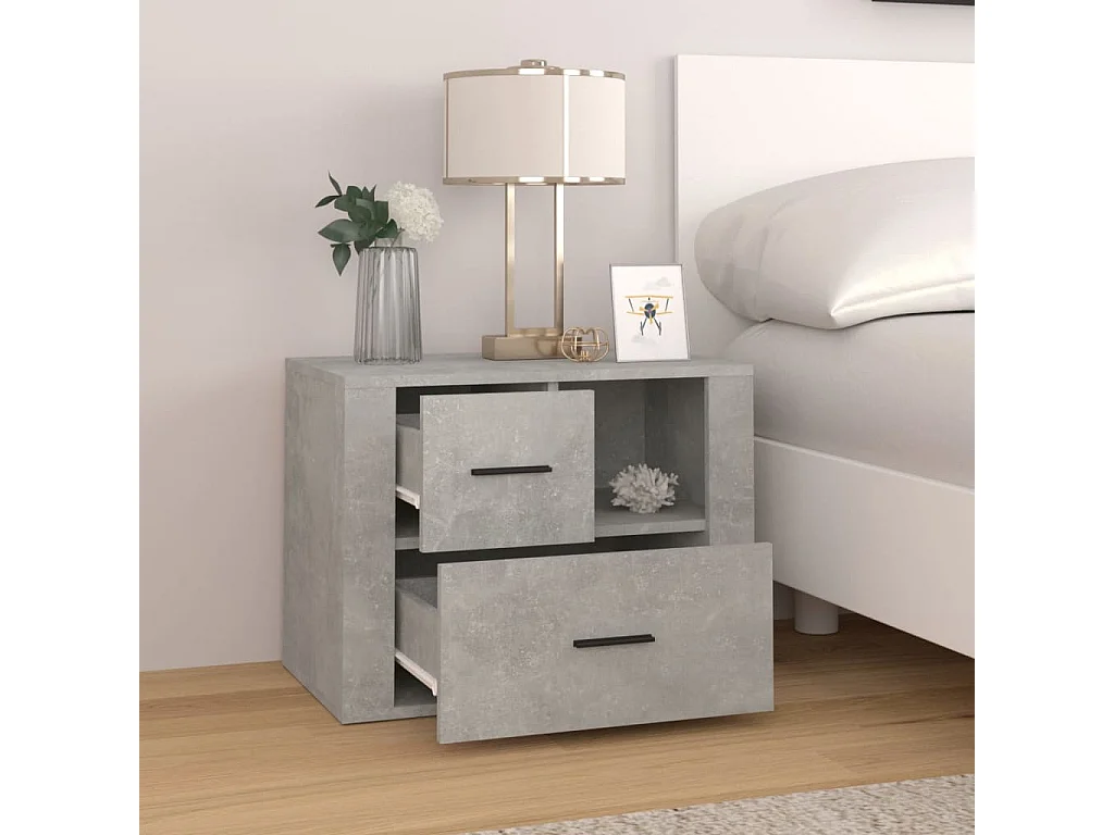 Nachttisch Betongrau Nachtschrank 60x36x45 cm Holzwerkstoff -RN41597