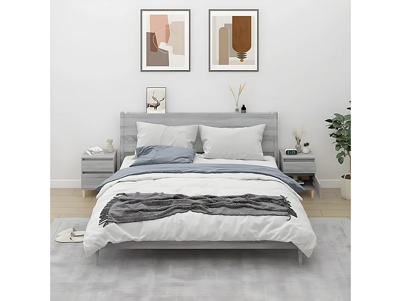 2er-Set Nachttische Nachtschrank Grau Sonoma 40x35x50 cm -RN84316
