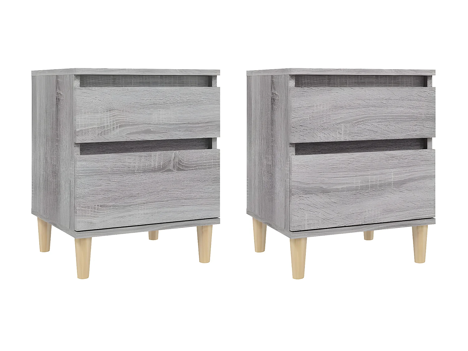 2er-Set Nachttische Nachtschrank Grau Sonoma 40x35x50 cm -RN84316