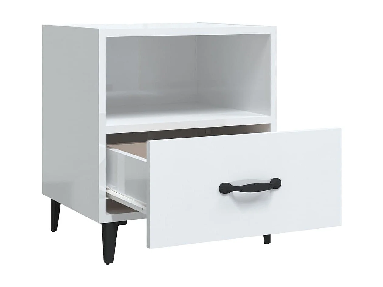 2er-Set Nachttische Nachtschrank Hochglanz-Weiß Holzwerkstoff -RN80576