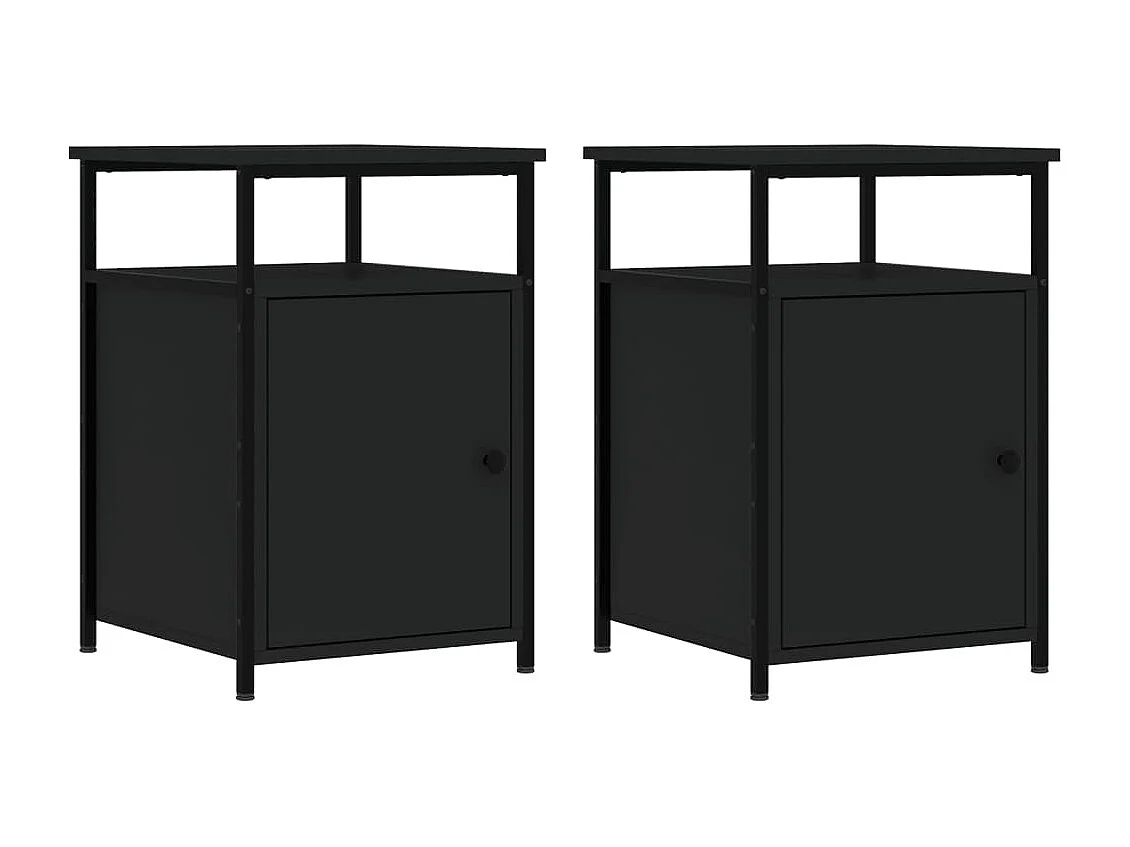 2er-Set Nachttische Nachtschrank Schwarz 40x42x60 cm Holzwerkstoff -RN85736