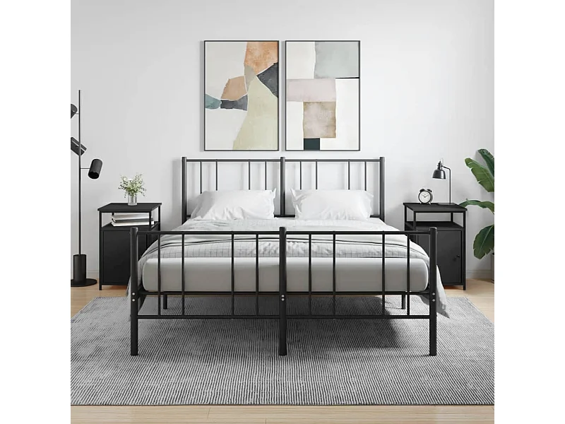 2er-Set Nachttische Nachtschrank Schwarz 40x42x60 cm Holzwerkstoff -RN85736