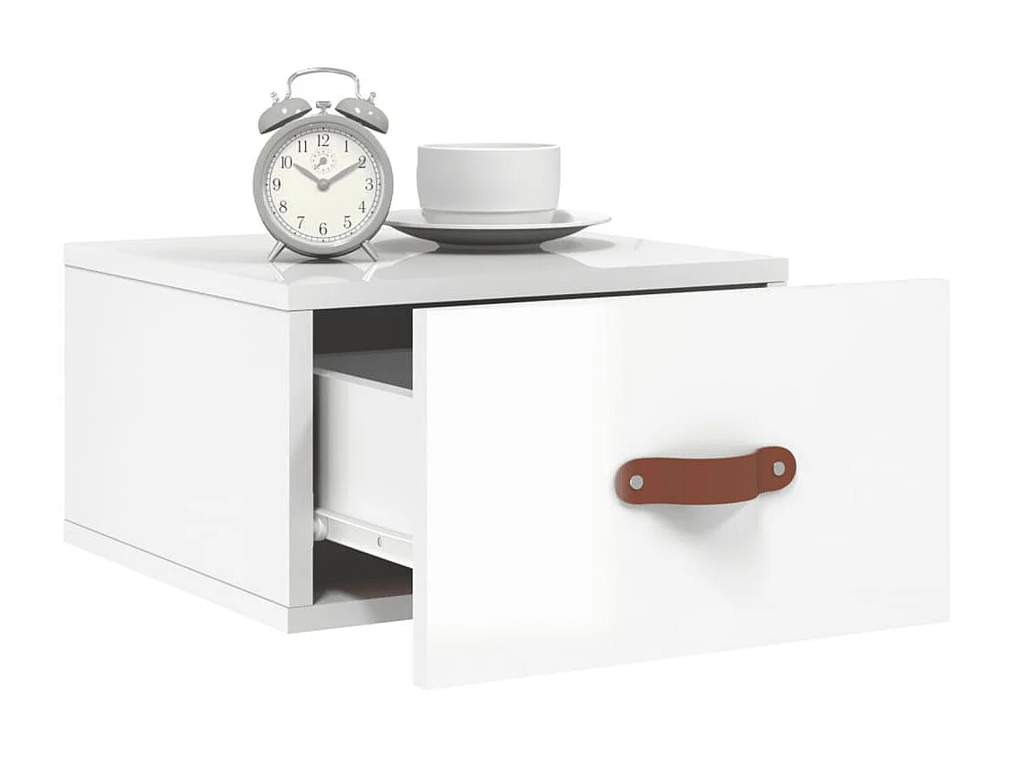 2er-Set Wand-Nachttische Nachtschrank Hochglanz-Weiß 35x35x20 cm -RN77592