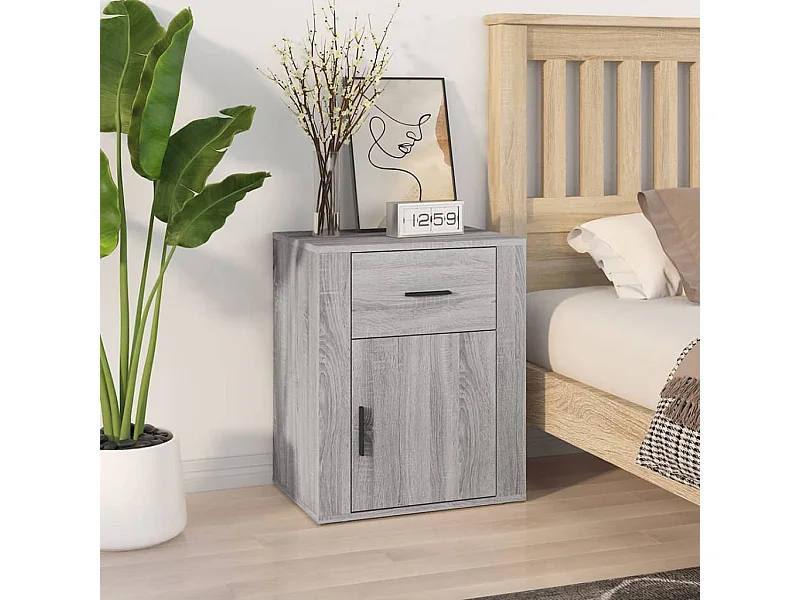 Nachttisch Grau Nachtschrank Sonoma 50x36x60 cm Holzwerkstoff -RN78872