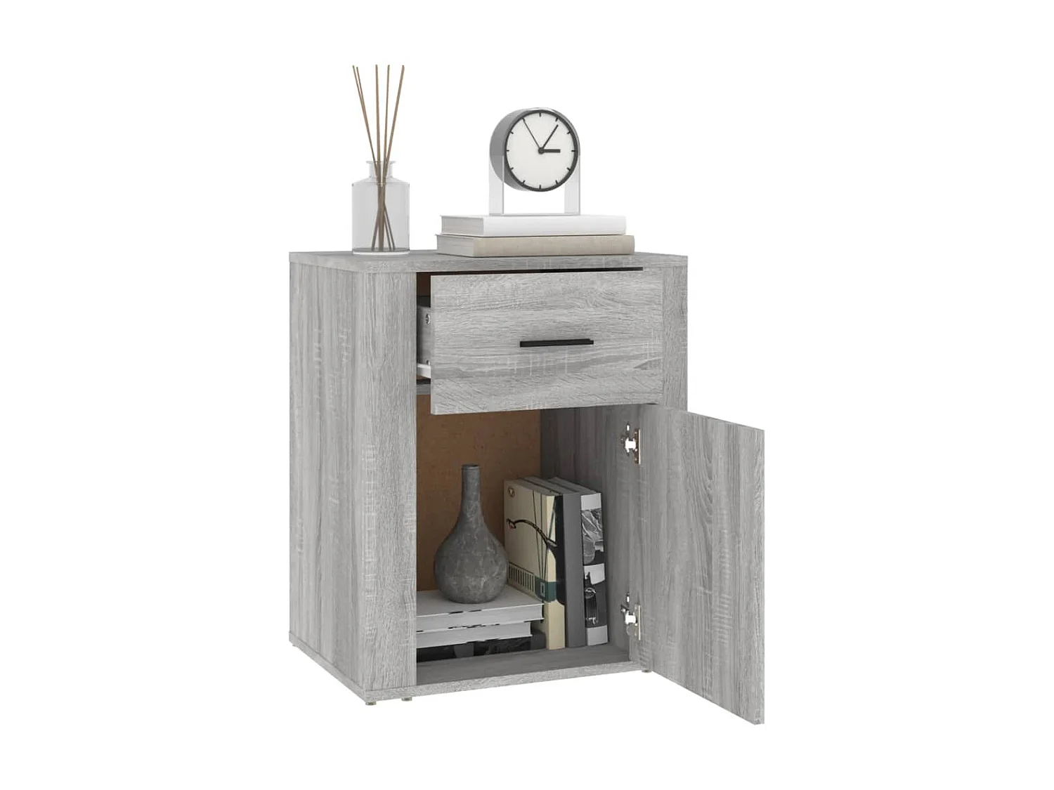 Nachttisch Grau Nachtschrank Sonoma 50x36x60 cm Holzwerkstoff -RN78872