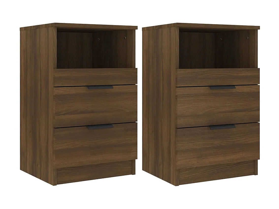 2er-Set Nachttische Nachtschrank Braun Eichen-Optik Holzwerkstoff -RN73547