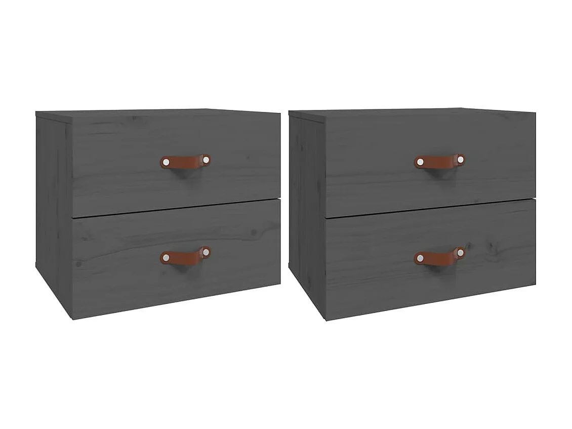 2er-Set Wand-Nachttische Nachtschrank Grau 50x36x40 cm -RN74214