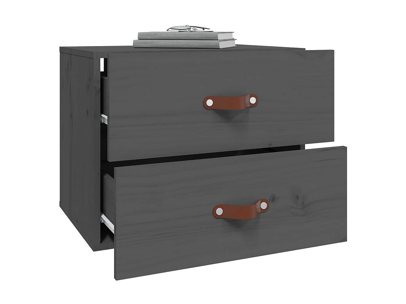 2er-Set Wand-Nachttische Nachtschrank Grau 50x36x40 cm -RN74214