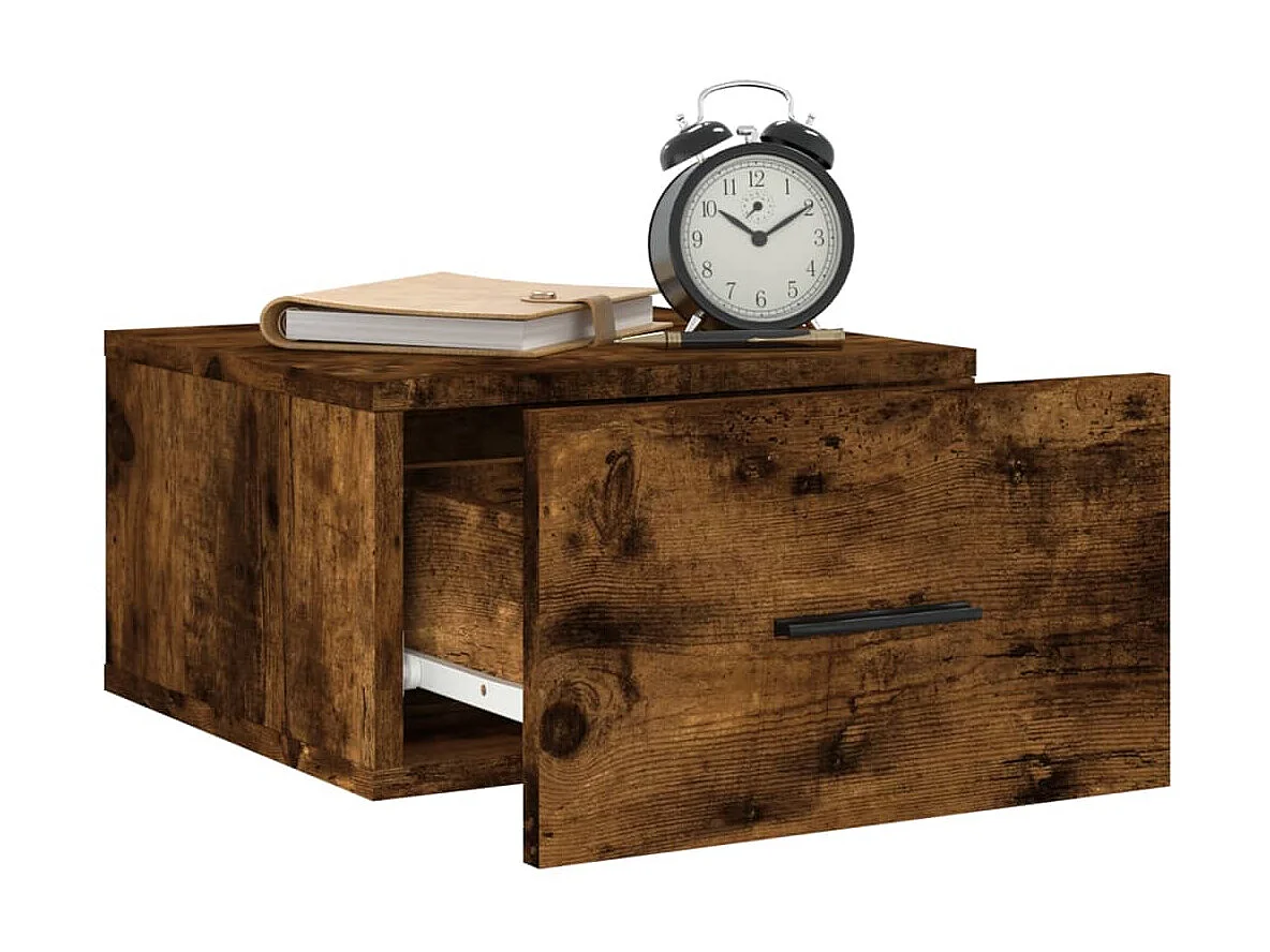 2er-Set Wand-Nachttische Nachtschrank Räuchereiche 35x35x20 cm -RN72855