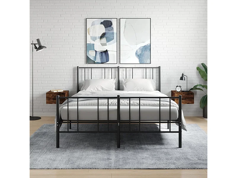 2er-Set Wand-Nachttische Nachtschrank Räuchereiche 35x35x20 cm -RN72855