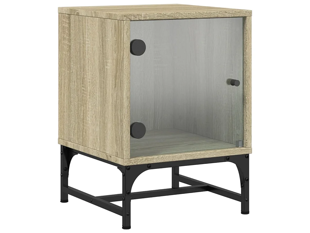 2er-Set Nachttische Nachtschrank mit Glastüren Sonoma-Eiche 35x37x50 cm -RN43946