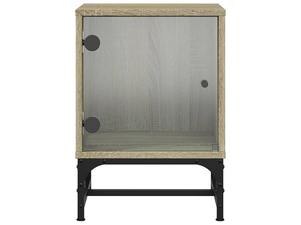 2er-Set Nachttische Nachtschrank mit Glastüren Sonoma-Eiche 35x37x50 cm -RN43946