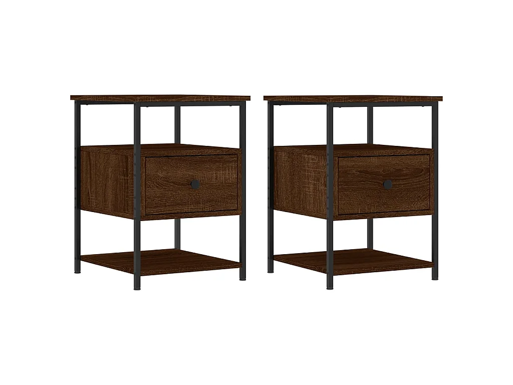 2er-Set Nachttische Nachtschrank Braun Eichen-Optik 40x42x56 cm Holzwerkstoff -RN51987