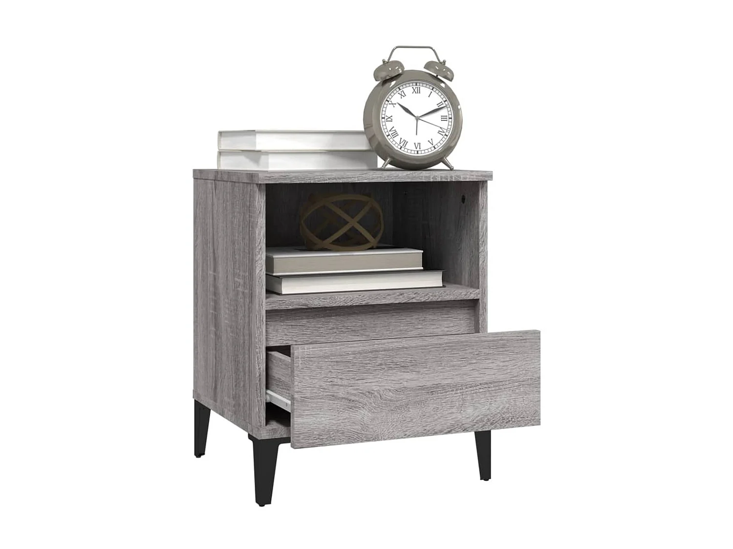 2er-Set Nachttische Nachtschrank Grau Sonoma 40x35x50 cm -RN53487